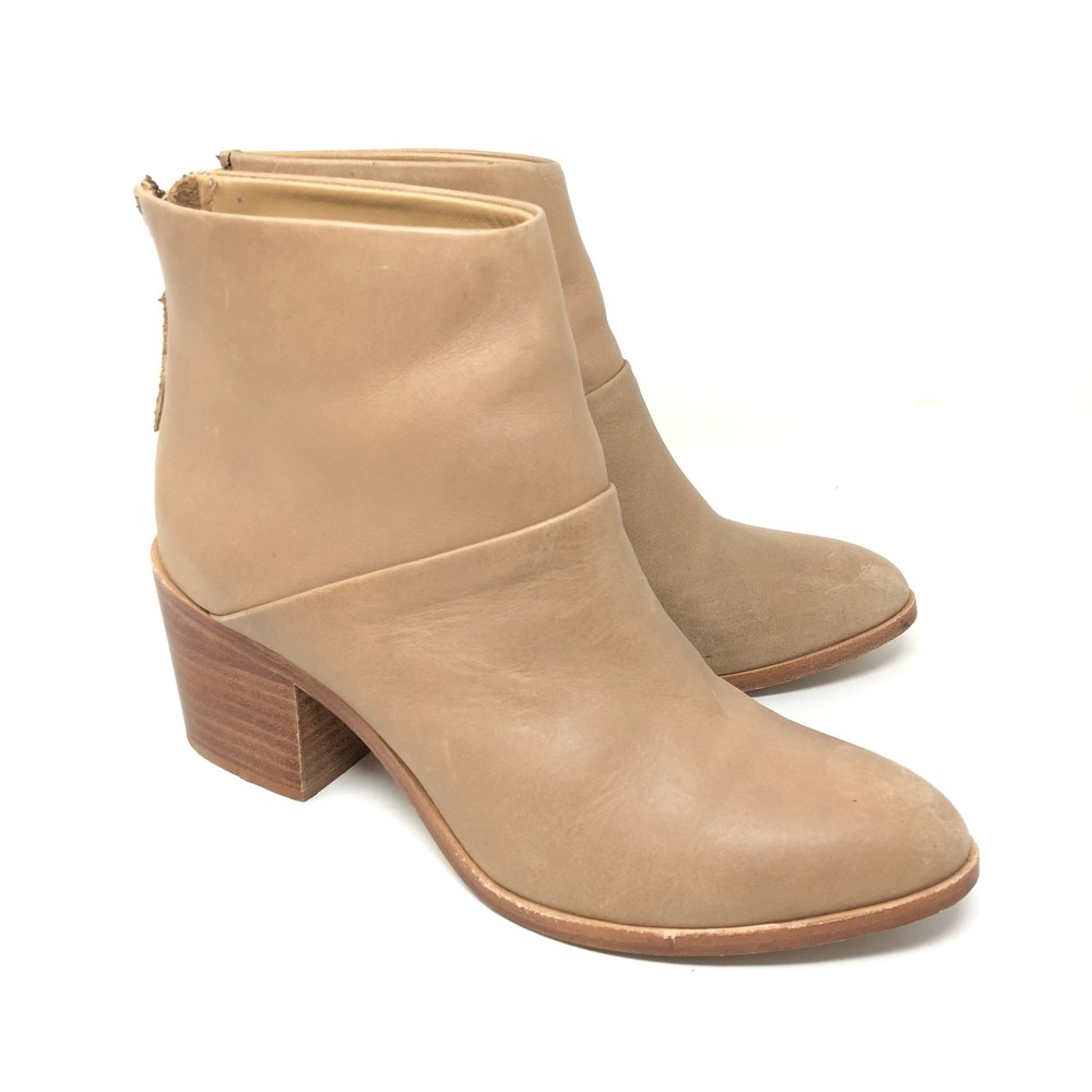 Nisolo Boots Womens Size 7 Dari Commuter Tan Leather Block Heel Back Zip